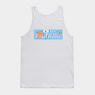 Blue Hair And Pronouns Bumper Sticker Tank Top